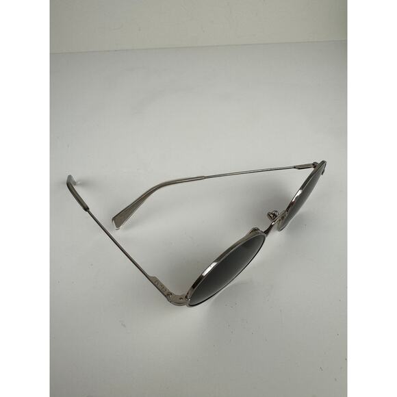 CELINE Unisex Silver Metal Full Frame Dark Gray Lens Polarized Round Sunglasses - Picture 4 of 13